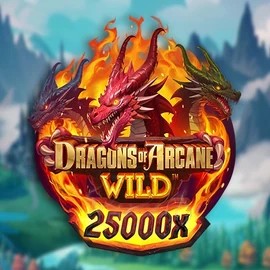Dragons of Arcane Wild slot logo by Foxium at Priced Up Casino