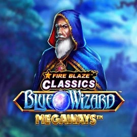 Fire Blaze Blue Wizard Megaways logo by Rarestone Gaming at Priced Up CasinoFire Blaze Blue Wizard Megaways